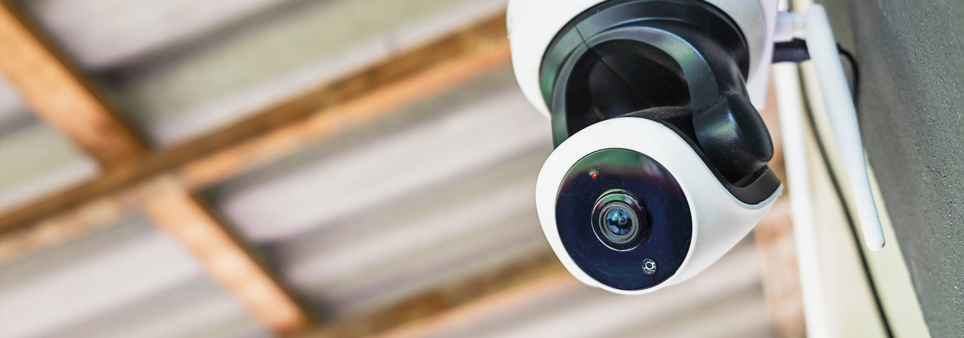 Dome CCTV camera installed on a ceiling