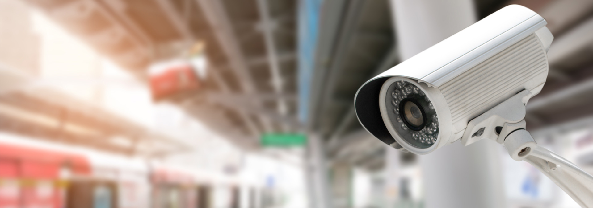 Security camera overlooking a public space